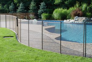 swimming pool and transparent fencing